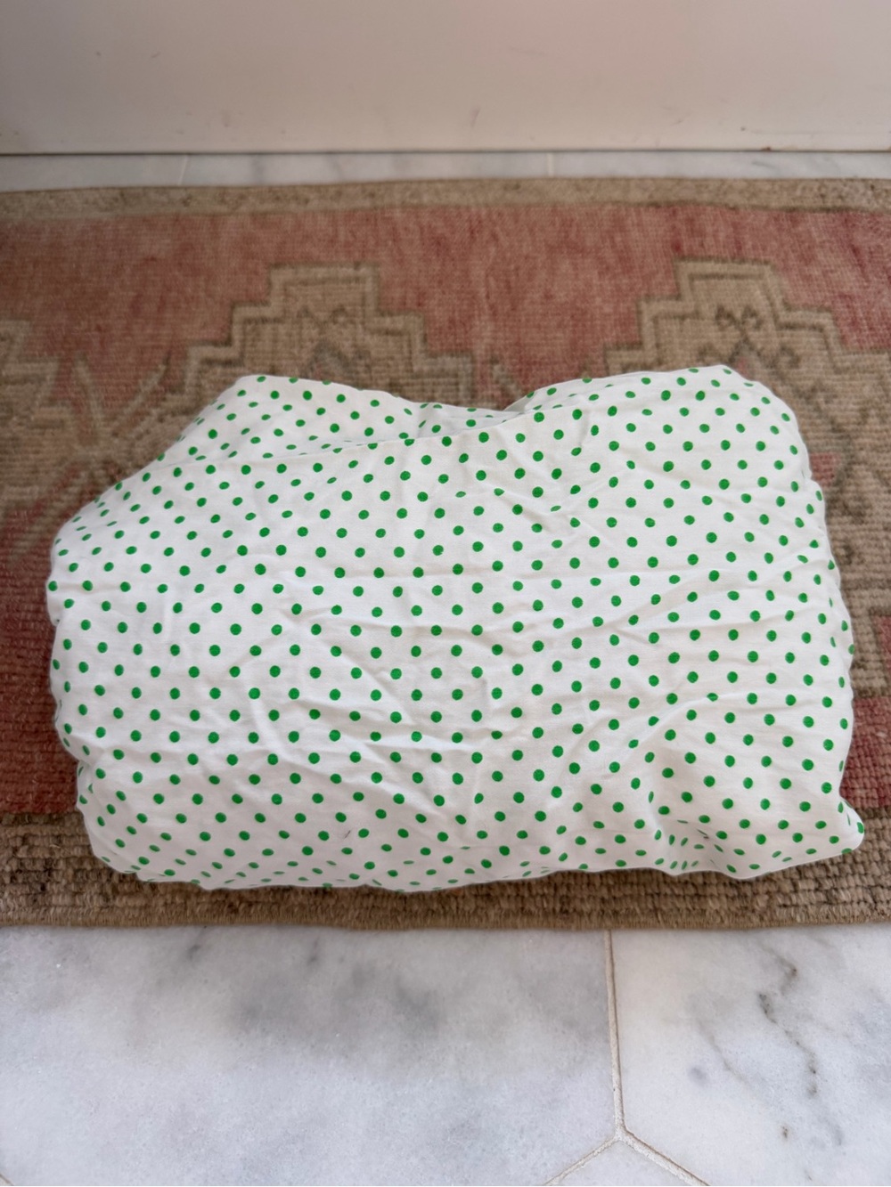 Green Polka Dot Cotton Fitted Sheet - Brand Unspecified